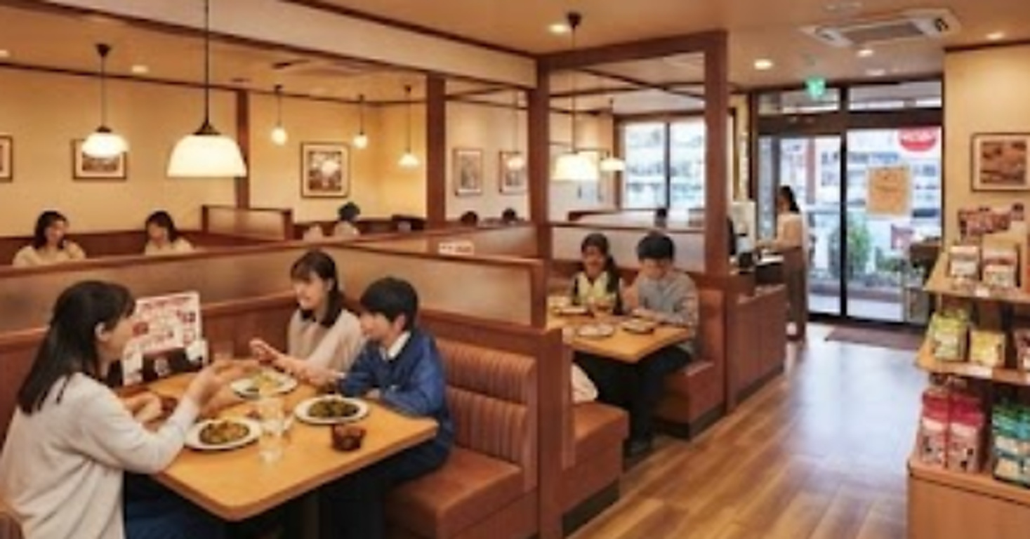 ボックス席のある明るい店内