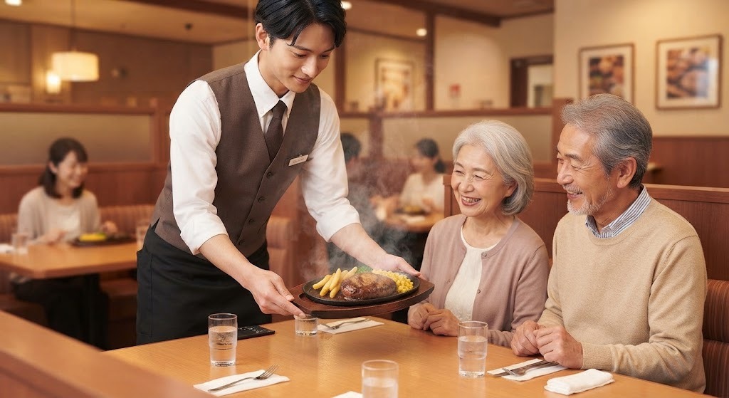 料理を運ぶスタッフ